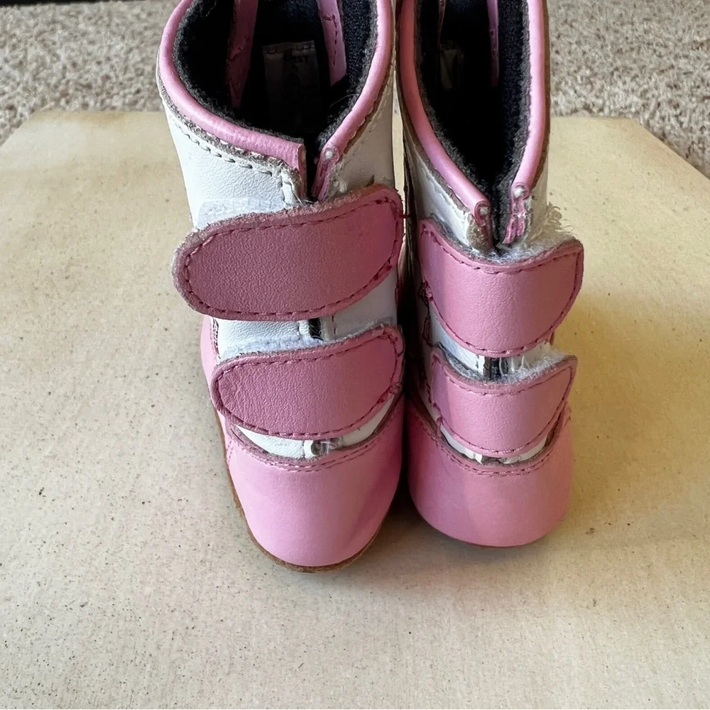 Old West Poppets Boots Pink &‎ white Western infant size 3